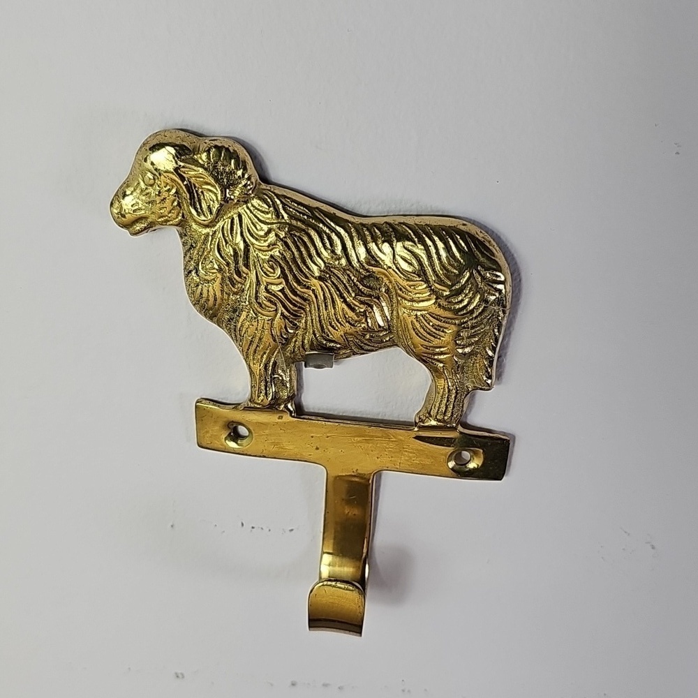 Vintage Solid Brass Sheep Wall Hanging Hook